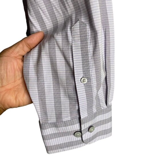 Denver Hayes Men's Lavender Striped Button-Down Slim-Fit Shirt - Picture 5 of 8